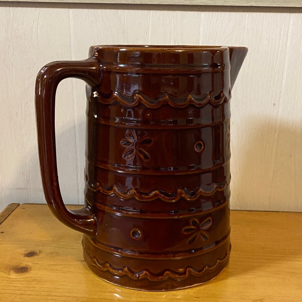 Rustic Brown Ceramic Pitcher - Picture 3 of 5